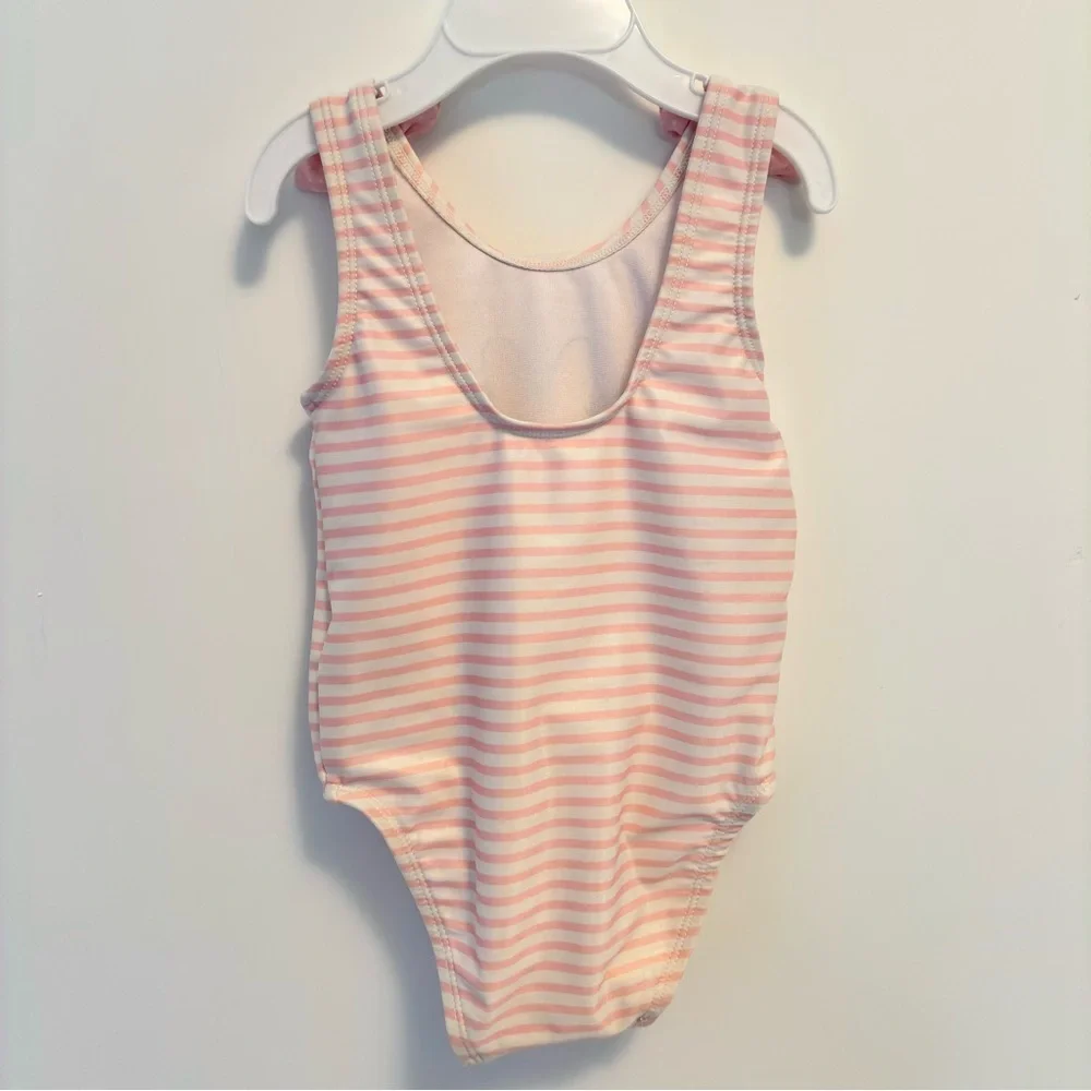 Disney Junior Minnie Mouse One-Piece Swimsuit Pink White Stripe Size 2T